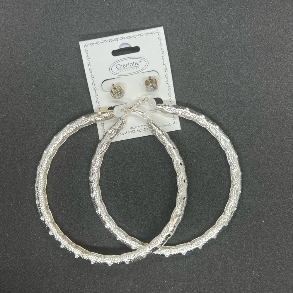 2 pairs Earrings set Large Hoops NEW